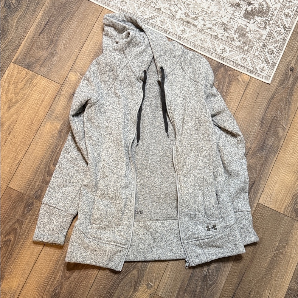 Under-armour grey long fleece zip up
